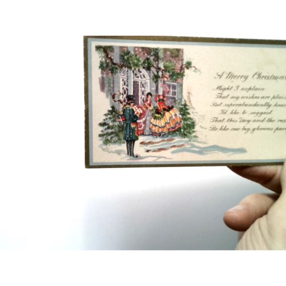 Vintage Christmas Greeting Card Made in U.S.A. Holiday Poem Early Artwork - Picture 2 of 3